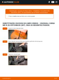 Como realizar a substituição de Escovas do Limpa Vidros 1.2 i 16V (L08) Corsa D