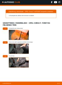 Hvordan man udfører udskiftning af: Viskerblade på Corsa-e (68) OPEL Corsa F