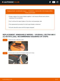 How to carry out replacement: Wiper Blades 1.9 CDTI 16V Vectra C Estate