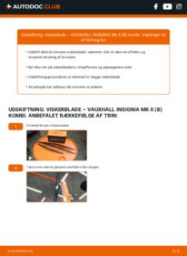 Hvordan man udfører udskiftning af: Viskerblade på 1.5 (35) VAUXHALL INSIGNIA Mk II (B) Estate