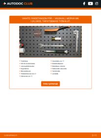 Kuinka vaihtaa Raidetangon Pää 1.3 CDTI VAUXHALL MERIVA Mk I (A) -autoon