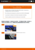Comment changer Essuie-glaces HYUNDAI PONY / EXCEL Saloon (X-2) arrière et avant - Manuel pdf