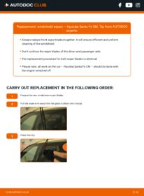 How to carry out replacement: Wiper Blades 2.2 CRDi 4x4 Hyundai Santa Fe cm