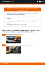 Como substituir Escovas limpa para brisas traseiro e dianteiro PEUGEOT 205 I (741A/C) - manual online