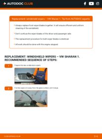 How to carry out replacement: Wiper Blades 1.9 TDI VW Sharan 1