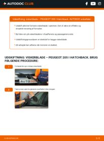 Hvordan man udfører udskiftning af: Viskerblade på 1.7 Diesel Peugeot 205 I