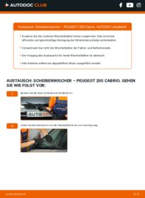 Wie der Austausch bewerkstelligt wird: Scheibenwischer 1.6 CTI Peugeot 205 Cabrio