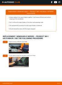 How to carry out replacement: Wiper Blades 1.3 Peugeot 309 I