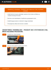 Hvordan man udfører udskiftning af: Viskerblade på 1.9 D Peugeot 405 15E
