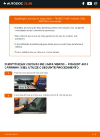 Como realizar a substituição de Escovas do Limpa Vidros 1.9 D Peugeot 405 15E