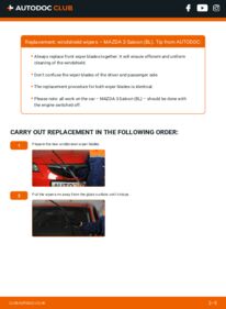 How to carry out replacement: Wiper Blades 1.6 MZR (BL12) MAZDA 3 Saloon (BL)