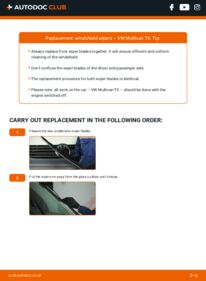 How to carry out replacement: Wiper Blades 2.5 TDI VW Multivan T5