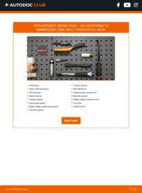 How to carry out replacement: Brake Pads 2.0 TDI VW California T6 Bus (SGC, SGG, SHC)