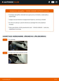 Kuidas välja vahetamist läbi viia: Dodge Avenger Sedaan 2.0 CRD Salongifilter