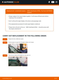 How to carry out replacement: Wiper Blades 1.6 Cooper D Mini R56