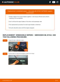 How to carry out replacement: Wiper Blades ML 270 CDI 2.7 (163.113) ML W163