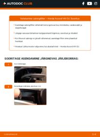 Kuidas välja vahetamist läbi viia: Honda Accord VIII CU 2.0 i (CU1) Salongifilter
