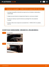 Kuidas välja vahetamist läbi viia: Honda Civic 9 1.8 (FB2) Salongifilter
