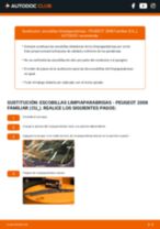 La guía profesional para realizar la sustitución de Escobillas de Limpiaparabrisas en tu Peugeot 2008 Familiar 1.6 HDi