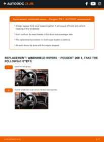 How to carry out replacement: Wiper Blades 1.4 HDi Peugeot 208 Mk1