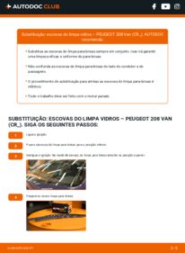 Como realizar a substituição de Escovas do Limpa Vidros 1.6 BlueHDi 75 Peugeot 208 Van