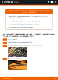 How to carry out replacement: Wiper Blades 1.6 HDi 75 PEUGEOT Partner Origin Kastenwagen (G_)