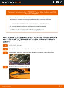 Wie der Austausch bewerkstelligt wird: Scheibenwischer 1.6 HDi 75 PEUGEOT Partner Origin Kastenwagen (G_)