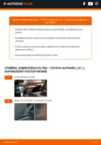 Profesionální průvodce výměnou součástky Vzduchovy filtr na tvém autě Alphard AH10 2.4 (ANH10W)