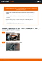 Profesionální průvodce výměnou součástky List stěrače na tvém autě Toyota Sienna XL20 3.3 4WD (MCL25_)