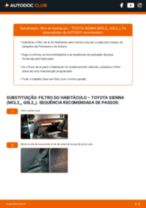 O guia profissional para substituir o produto Filtro de Óleo no teu Toyota Sienna XL20 3.3 (MCL20_, MCL23_)