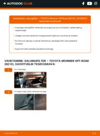 Kuidas välja vahetamist läbi viia: Toyota 4runner UZN210 4.0 4WD (GRN215) Salongifilter