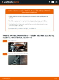 Kuinka vaihtaa Raitisilmasuodatin 4.0 4WD (GRN215) Toyota 4runner UZN210 -autoon