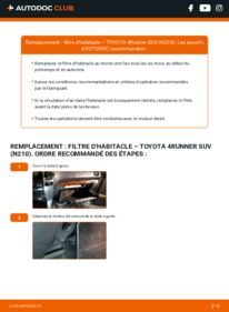 Comment effectuer un remplacement de Filtre d'Habitacle 4.0 4WD (GRN215) Toyota 4runner UZN210
