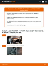 Kā veikt nomaiņu: 4.0 4WD (GRN215) Toyota 4runner UZN210 Salona filtrs