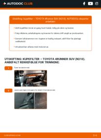 Slik bytter du Kupefilter 4.0 4WD (GRN215) Toyota 4runner UZN210