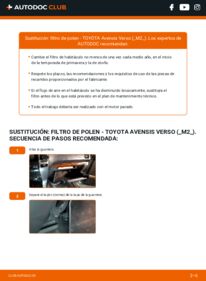 Cómo sustitución de Filtro de Habitáculo 2.0 D (CLM20_) Toyota Avensis Verso M2