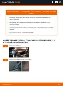 Kā veikt nomaiņu: 1.5 Hybrid (NHW1_) Toyota Prius NHW11 Salona filtrs