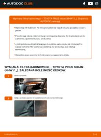 Jak wymienić Filtr powietrza kabinowy Prius I Sedan (XW10) 1.5 Hybrid (NHW1_)
