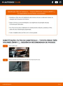 Como realizar a substituição de Filtro do Habitáculo 1.5 Hybrid (NHW1_) Toyota Prius NHW11