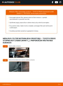Kako izvesti menjavo: Filter notranjega prostora Prius I Sedan (XW10) 1.5 Hybrid (NHW1_)