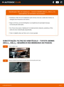 Como realizar a substituição de Filtro do Habitáculo 3.3 (MCL20_, MCL23_) Toyota Sienna XL20