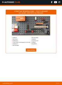 Slik bytter du Bremseklosser 4.0 (GRN280_) TOYOTA 4 RUNNER (TRN28_, GRN28_)