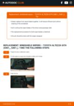 Step by step PDF-tutorial on Wiper Blades TOYOTA ALTEZZA GITA (SXE1_, GXE1_) replacement