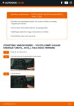 PDF med trinn for trinn-veiledning for bytte av TOYOTA CAMRY SOLARA Cabriolet (MCV2_, SXV2_) Vindusviskere