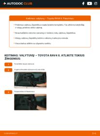 Kaip atlikti keitimą: Toyota RAV4 II 2.0 D 4WD (CLA20_, CLA21_) Valytuvo gumelė