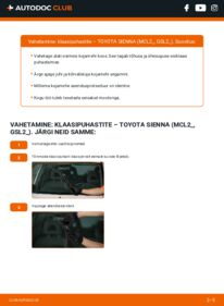 Kuidas välja vahetamist läbi viia: Toyota Sienna XL20 3.3 (MCL20_, MCL23_) Pesurikumm