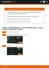 Kuinka vaihtaa Pyyhkijänsulat 3.3 (MCL20_, MCL23_) Toyota Sienna XL20 -autoon