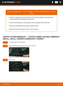 Kuinka vaihtaa Pyyhkijänsulat 2.2 (SXV20) TOYOTA CAMRY SOLARA Cabriolet (MCV2_, SXV2_) -autoon