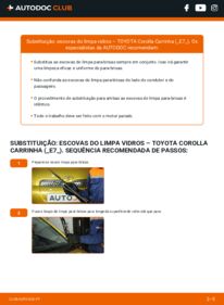 Como realizar a substituição de Escovas do Limpa Vidros 1.3 (KE70) TOYOTA COROLLA Station Wagon (_E7_)