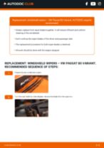 Step by step PDF-tutorial on Wiper Blades VW PASSAT Variant (3B6) replacement